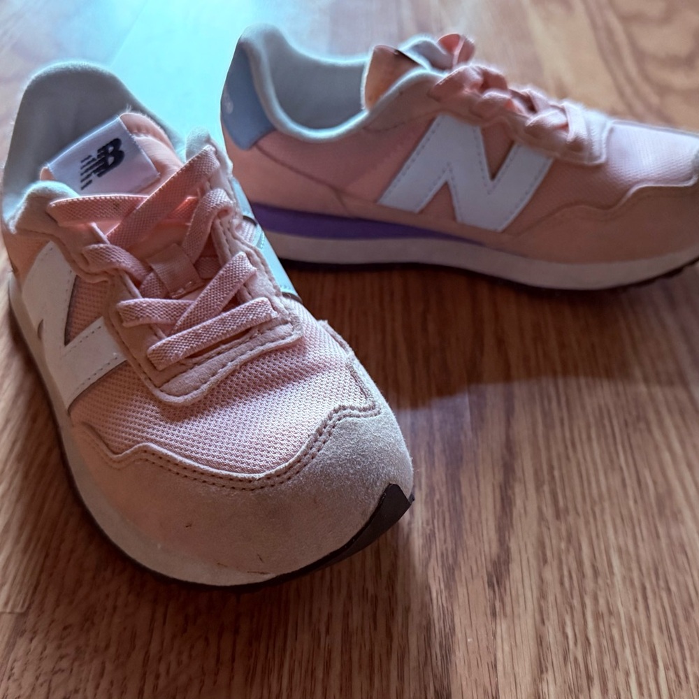 New Balance Kids' Peach and White Sneakers